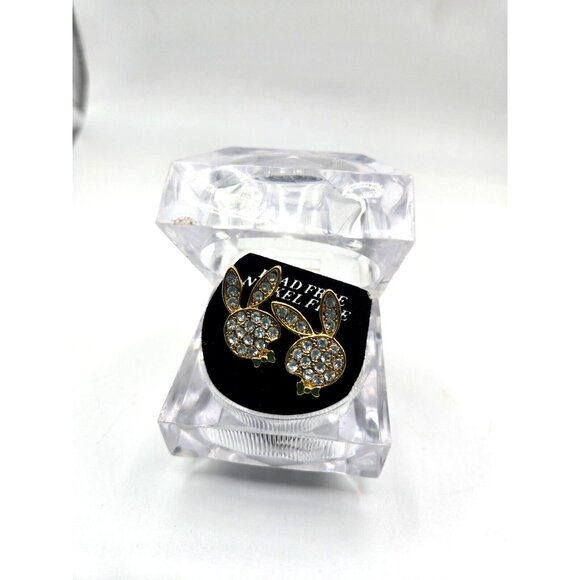 Vintage Playboy bunny earrings with CZ Not worn Nickle Free - Picture 3 of 8